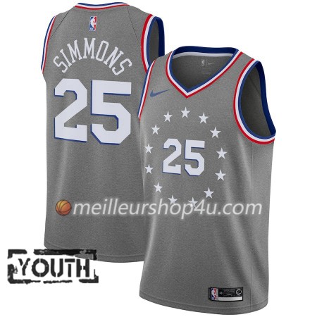Maillot Basket Enfant Philadelphia 76ers Ben Simmons 25 2018-19 Nike City Edition Gris Swingman